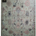 Sage Green Floral Hand-Knotted Rug