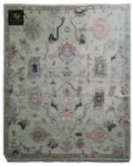 Sage Green Floral Hand-Knotted Rug