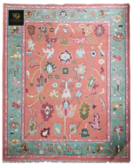 Coral Floral Hand-Knotted Rug