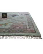 Sage Green Floral Hand-Knotted Rug - Image 5