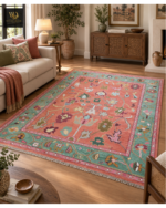Coral Floral Hand-Knotted Rug - Image 2