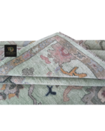 Sage Green Floral Hand-Knotted Rug - Image 9