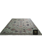 Sage Green Floral Hand-Knotted Rug - Image 7