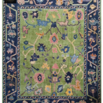 Green Botanical Garden Hand-Knotted Rug