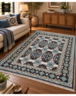 Midnight Heritage Geometric Hand-Knotted Rug - Image 2