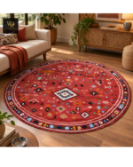 Red Terracotta Tribal Geometric Hand-Knotted Rug - Image 2