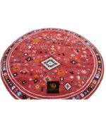 Red Terracotta Tribal Geometric Hand-Knotted Rug - Image 5