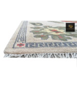 Ivory Tribal Floral Hand-Knotted Rug - Image 10